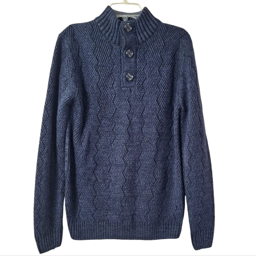 Amongst Others American Legacy Medium Navy Blue Cobalt Pullover‎ Sweater Buttons